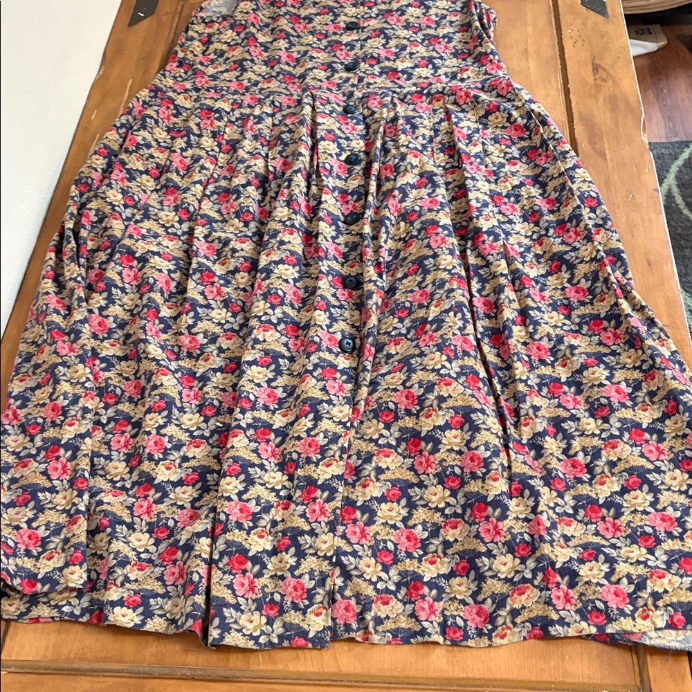 Laura Ashley Blue and Pink Floral Midi Dress Size 10 - Picture 15 of 16